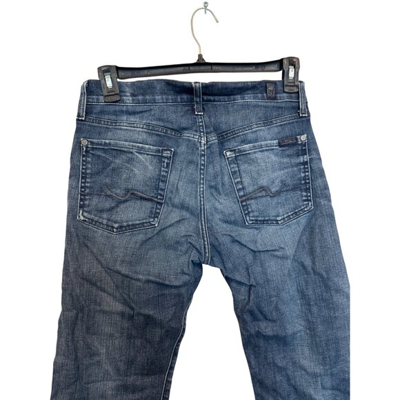 7 For All Mankind Standard Fit Denim Jeans Size 30 Blue Wash Cotton Blend Button - Picture 7 of 8